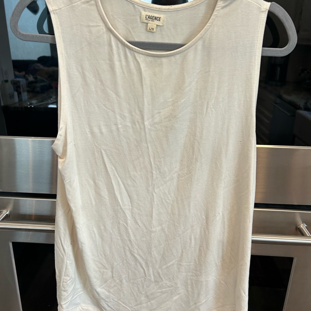 L'AGENCE Cream Camisole Top Size L (has piling/wear see photos)